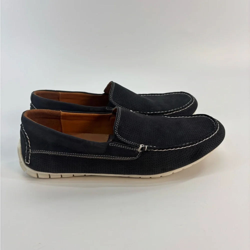 Johnston & Murphy Cord Venetian loafers 8 nubuck sheepskin leather navy